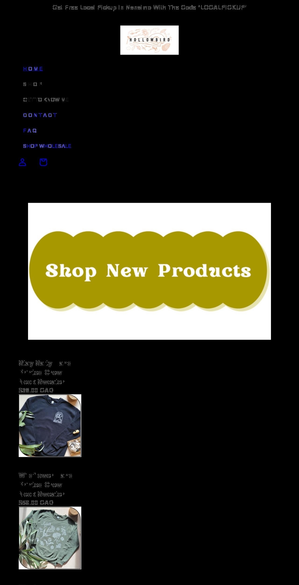 thehollowbird.com shopify website screenshot