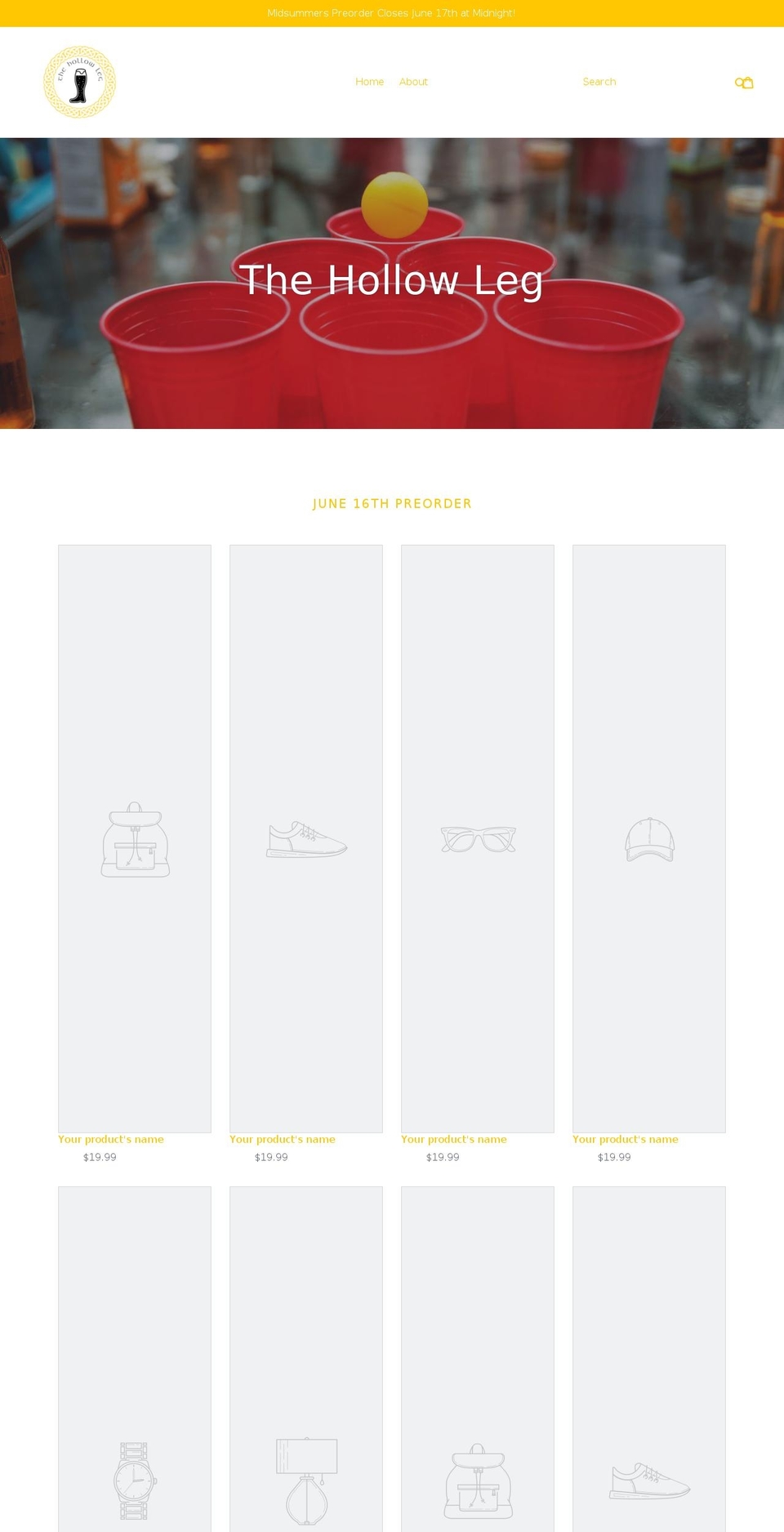 thehollowleg.com — Shopify storefront screenshot