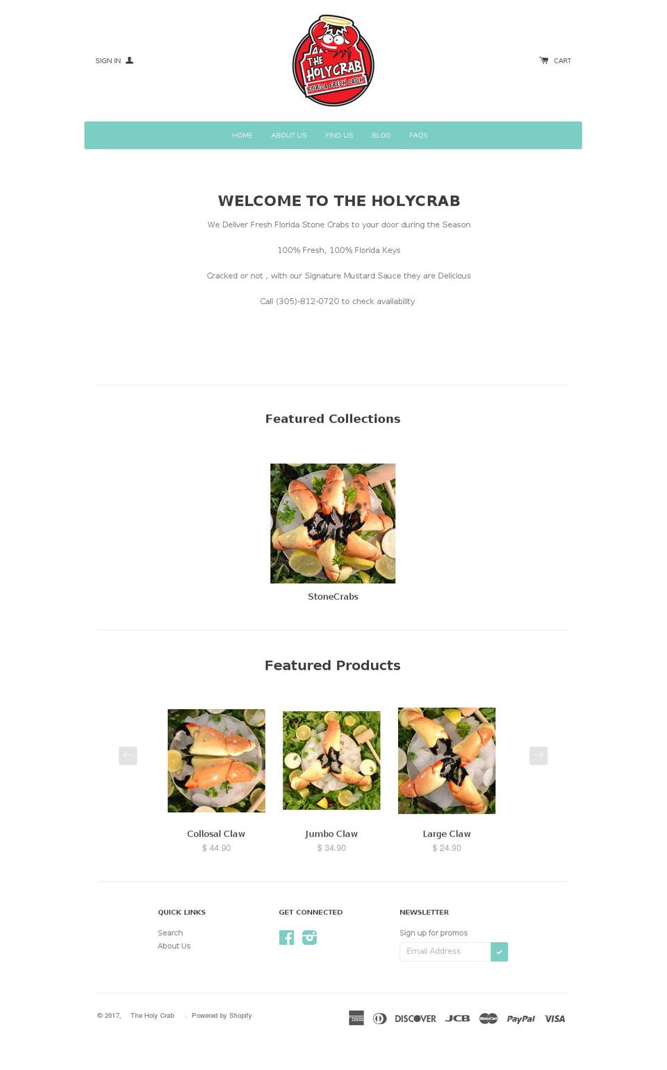 theholycrab.com shopify website screenshot