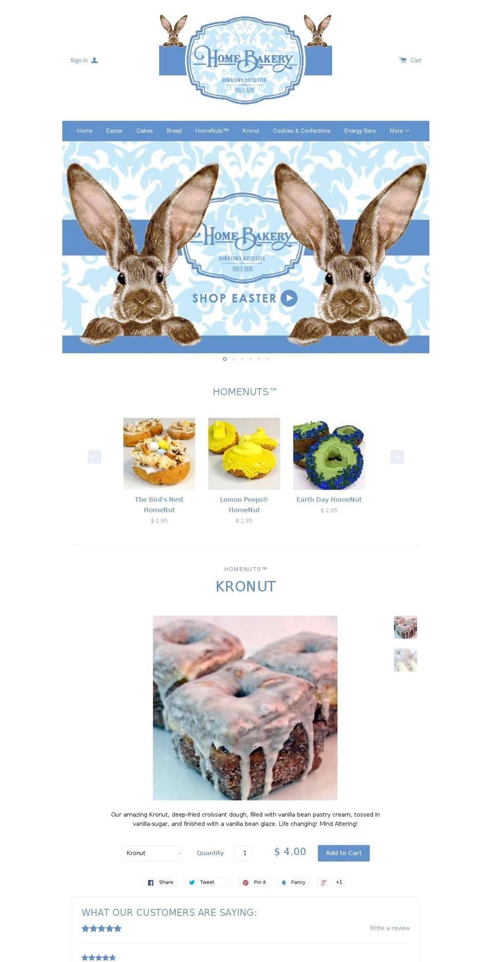 Copy of The Home Bakery Shopify theme site example thehomebakeryrochester.com