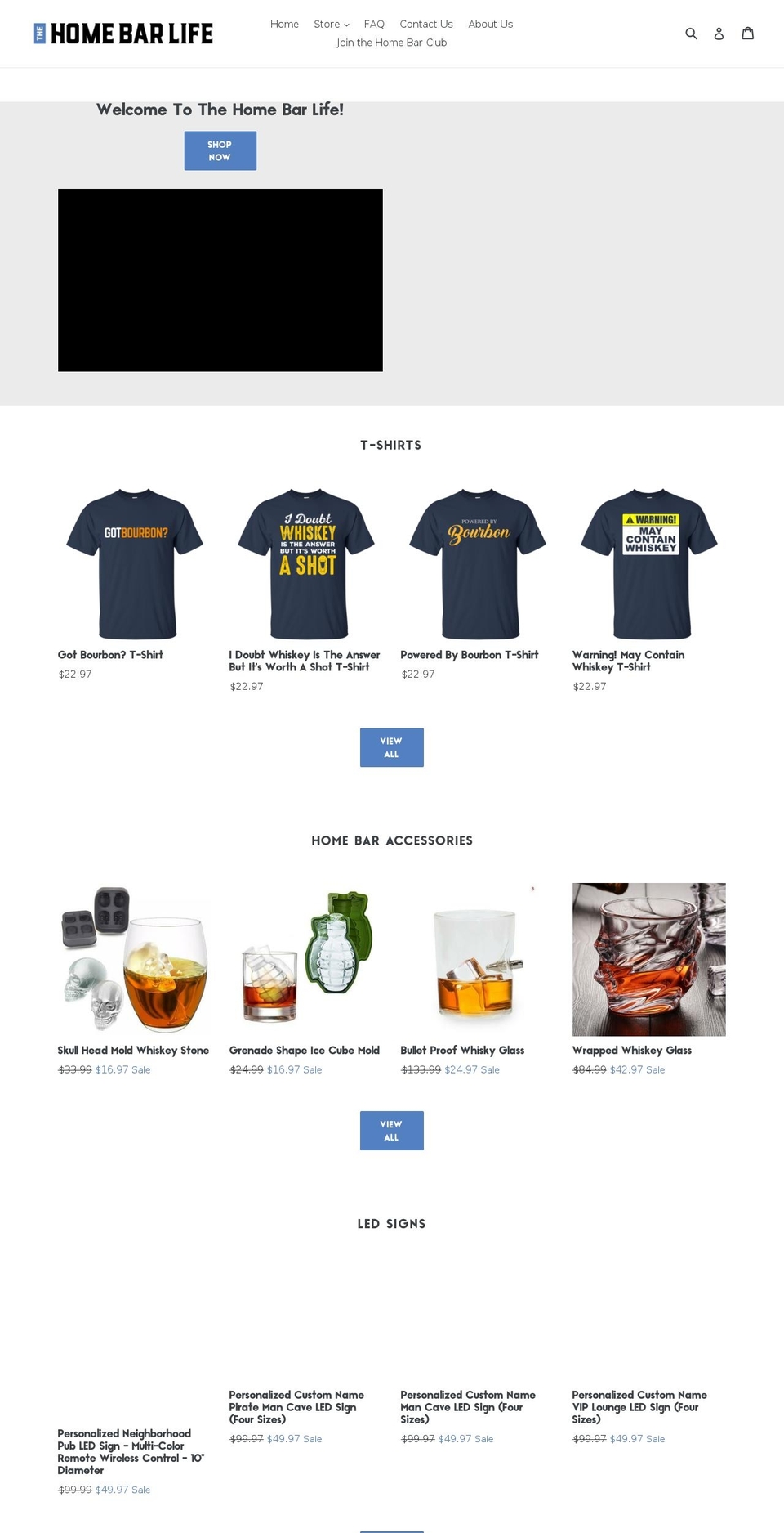 thehomebarlife.com — Shopify storefront screenshot