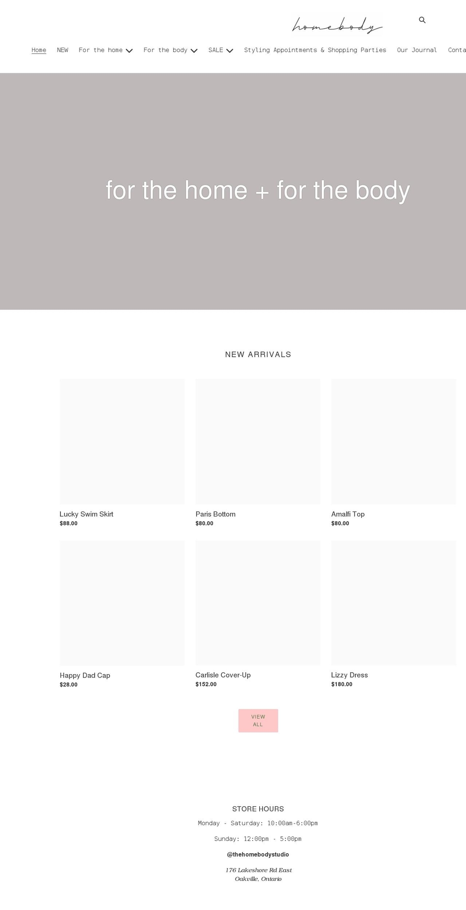 thehomebodystudio.ca shopify website screenshot