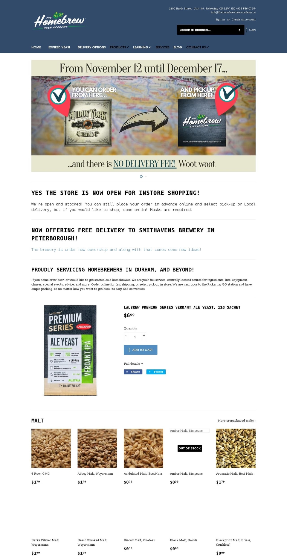 thehomebrewbeeracademy.ca shopify website screenshot