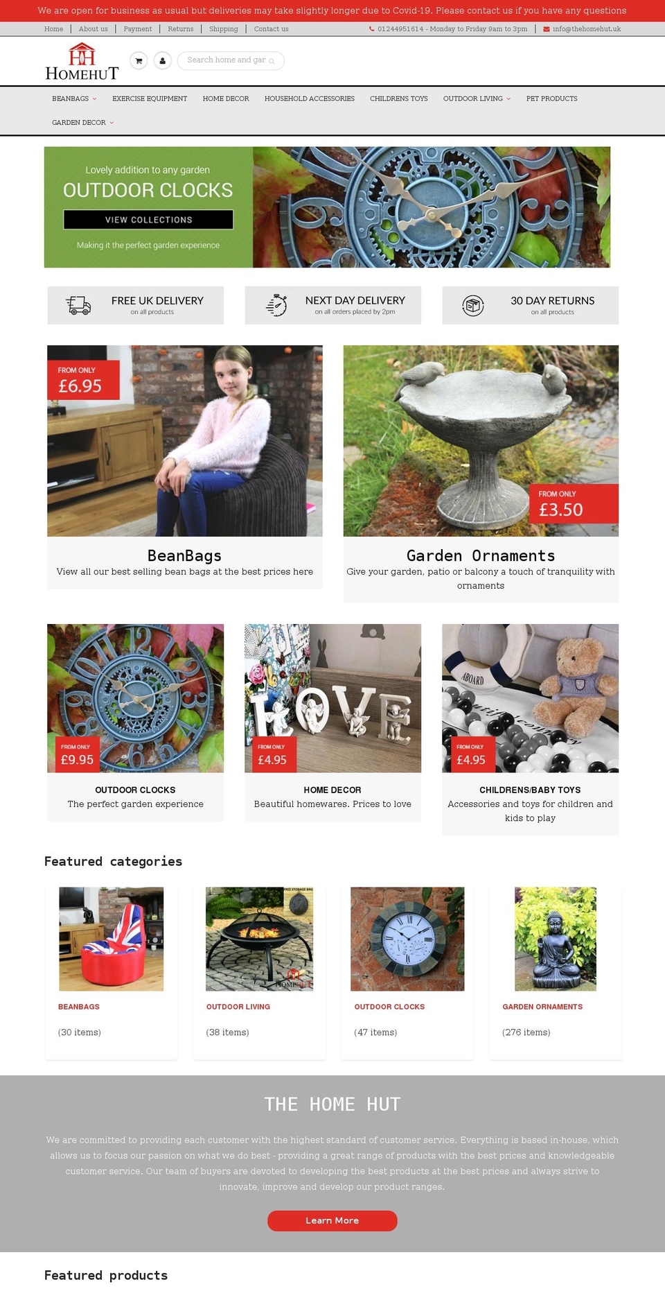 thehomehut.com shopify website screenshot