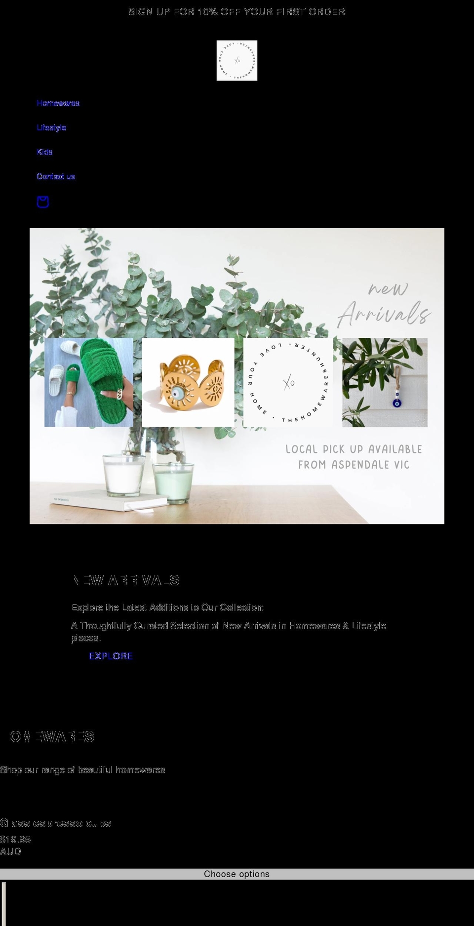 thehomewareshunter.com.au shopify website screenshot