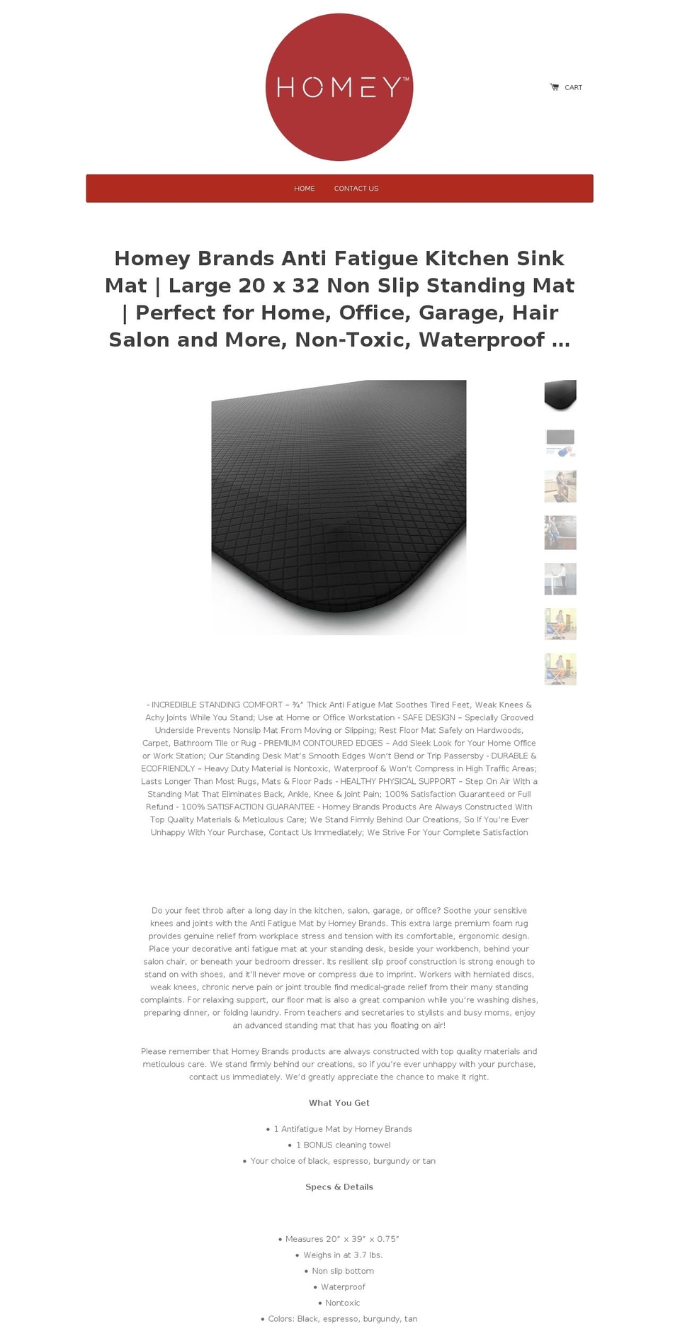 thehomeybrands.com shopify website screenshot