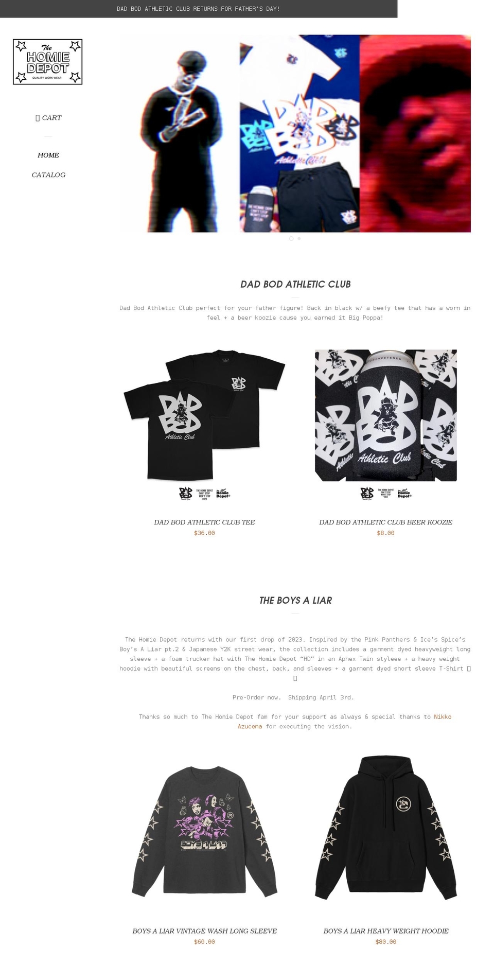 thehomiedepot.com shopify website screenshot