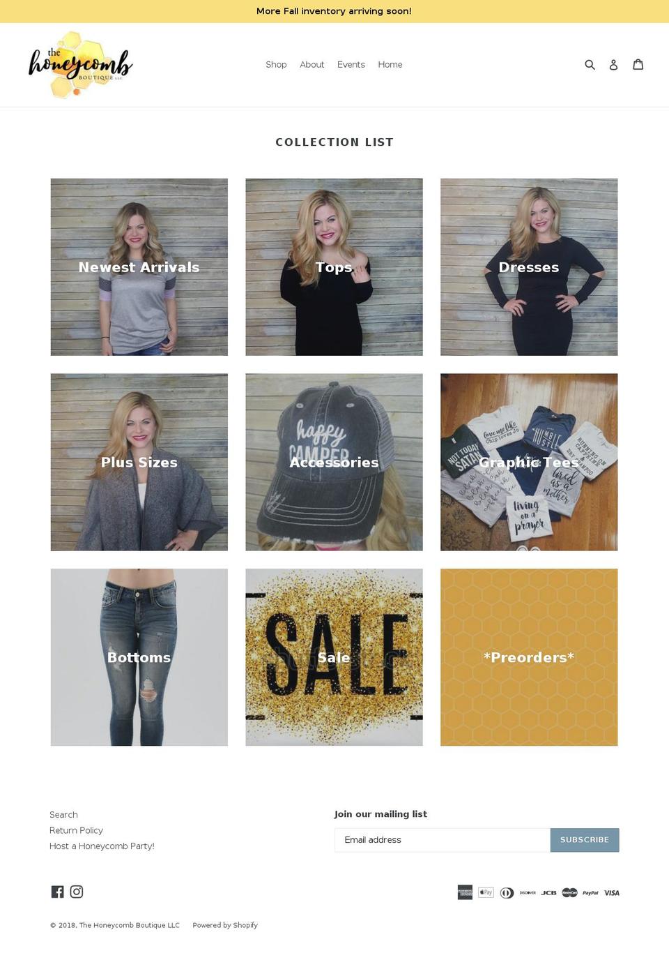 thehoneycombboutique.com — Shopify storefront screenshot