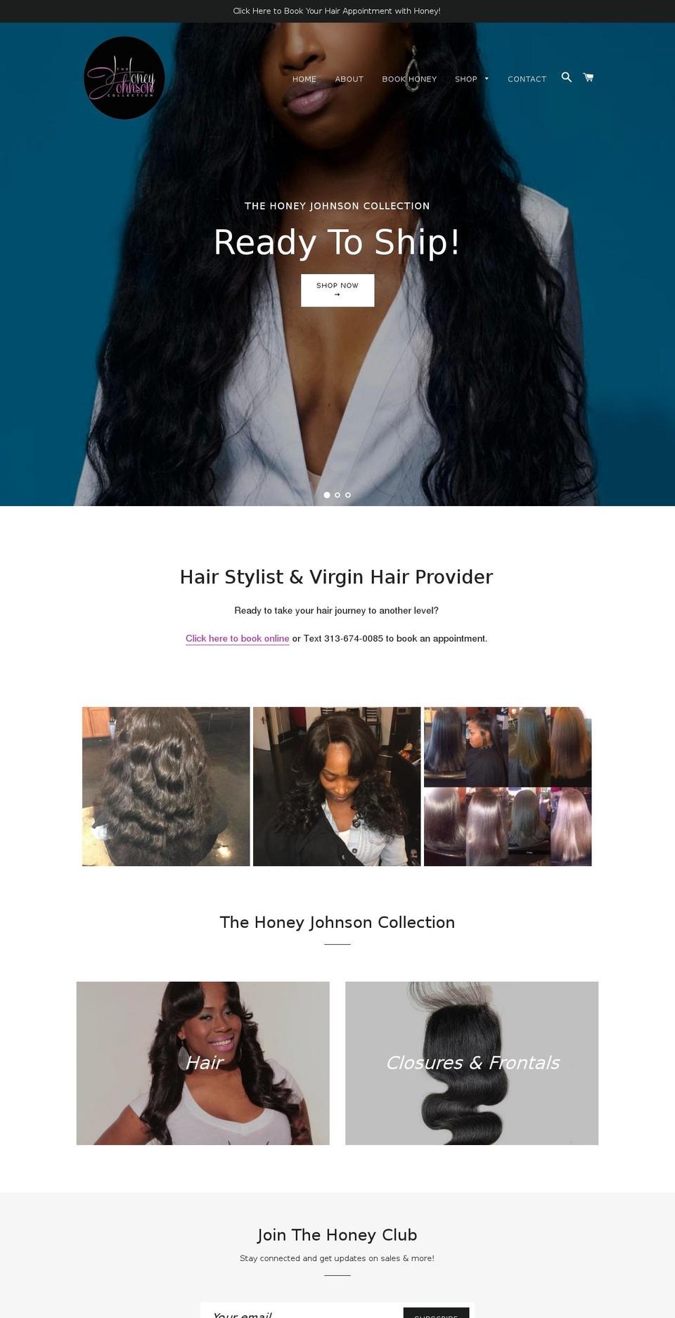 thehoneyjohnsoncollection.com shopify website screenshot