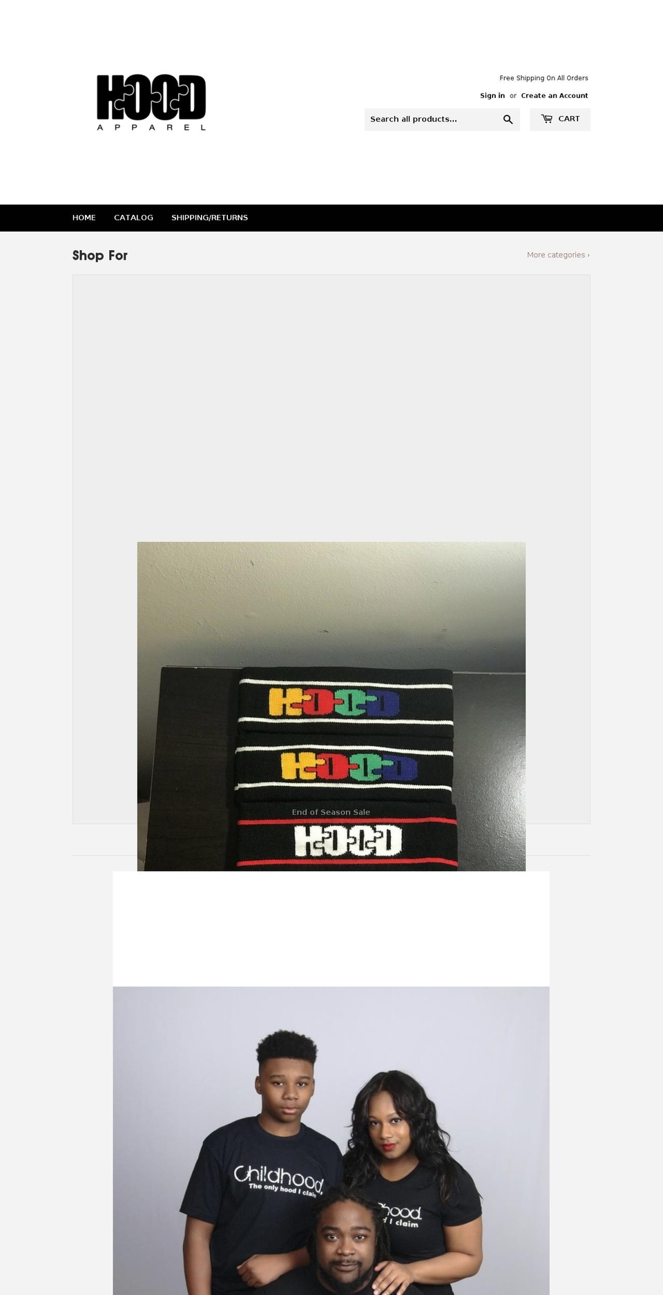 thehoodapparel.com — Shopify storefront screenshot