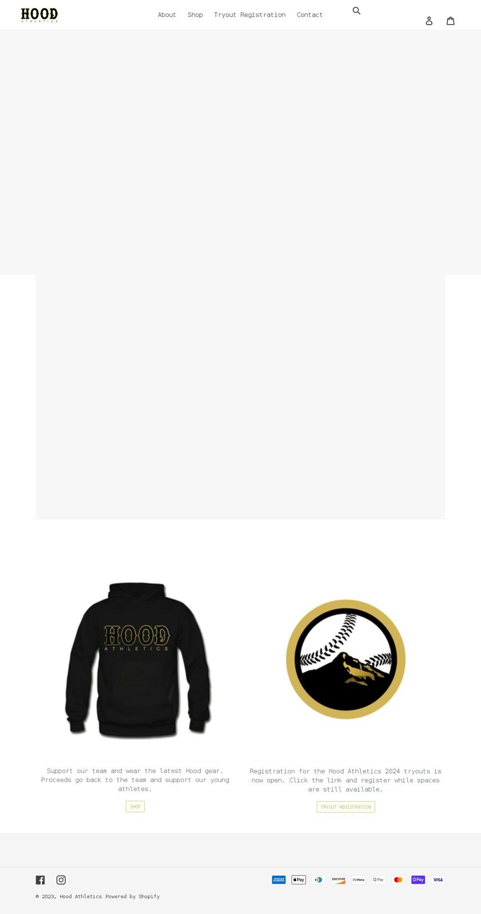 thehoodathletics.com shopify website screenshot