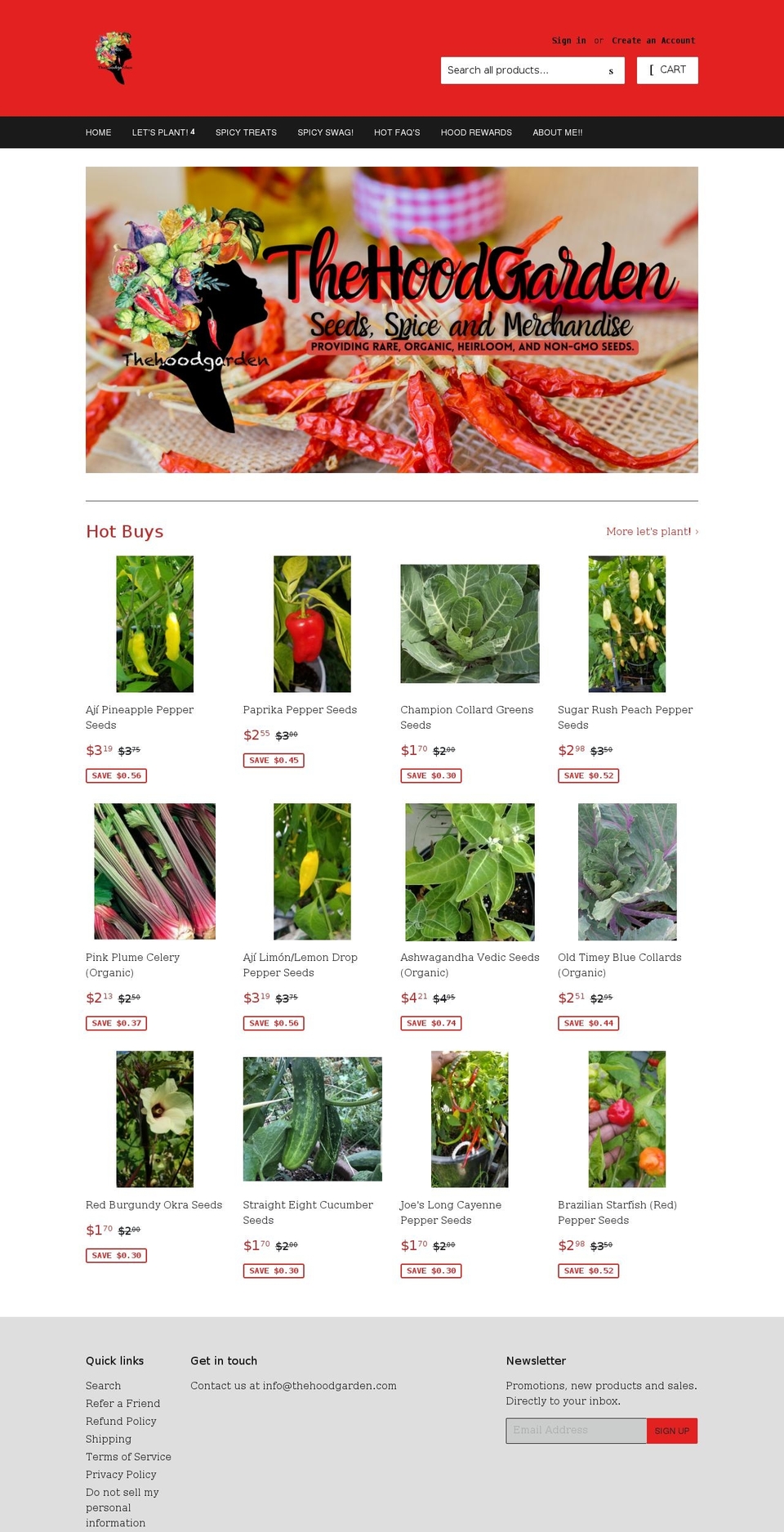 thehoodgarden.com shopify website screenshot