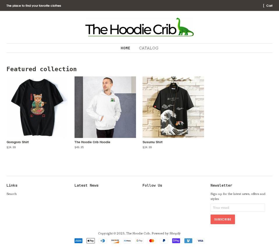 thehoodiecrib.com shopify website screenshot