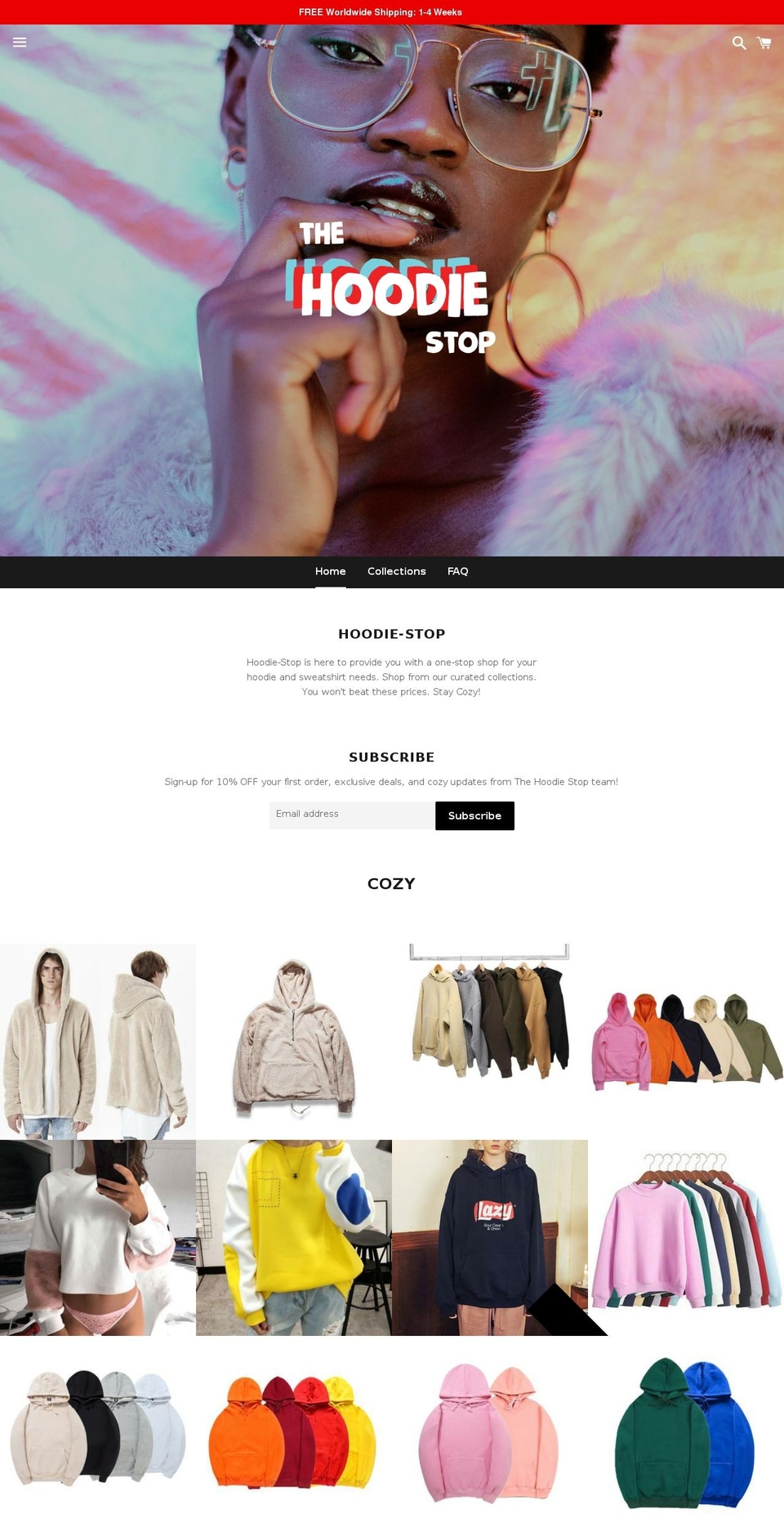 thehoodiestop.com — Shopify storefront screenshot