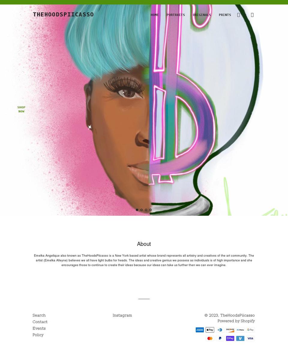 thehoodspiicasso.com shopify website screenshot