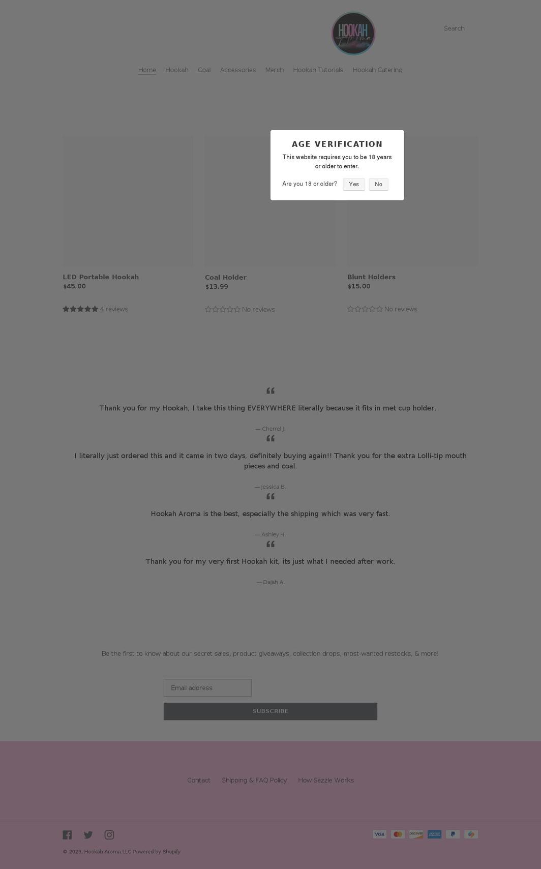 thehookaharoma.com shopify website screenshot