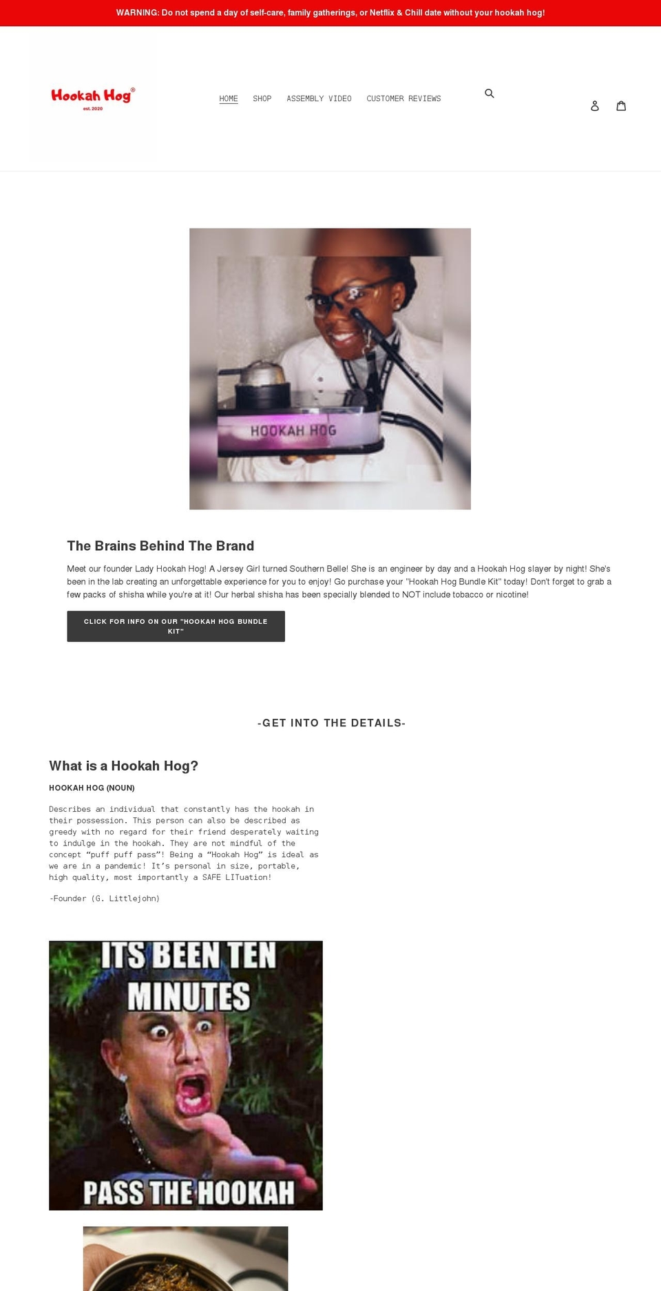 thehookahhog.com shopify website screenshot