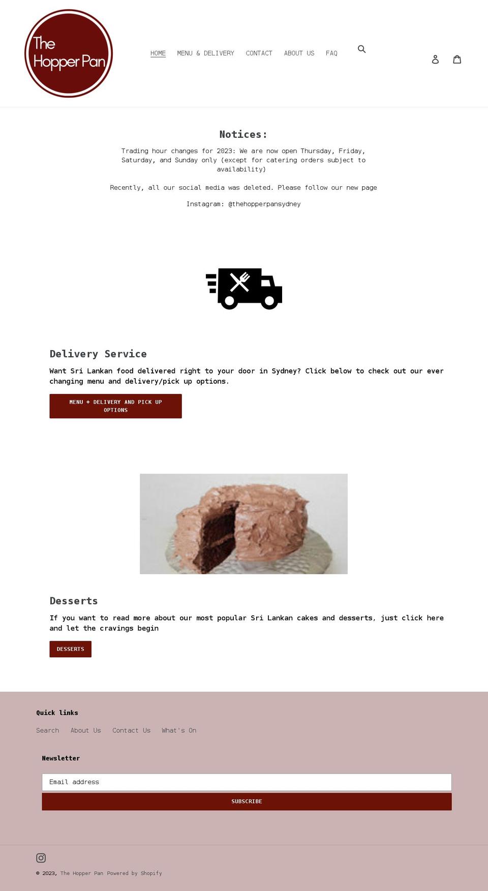 thehopperpan.com.au shopify website screenshot