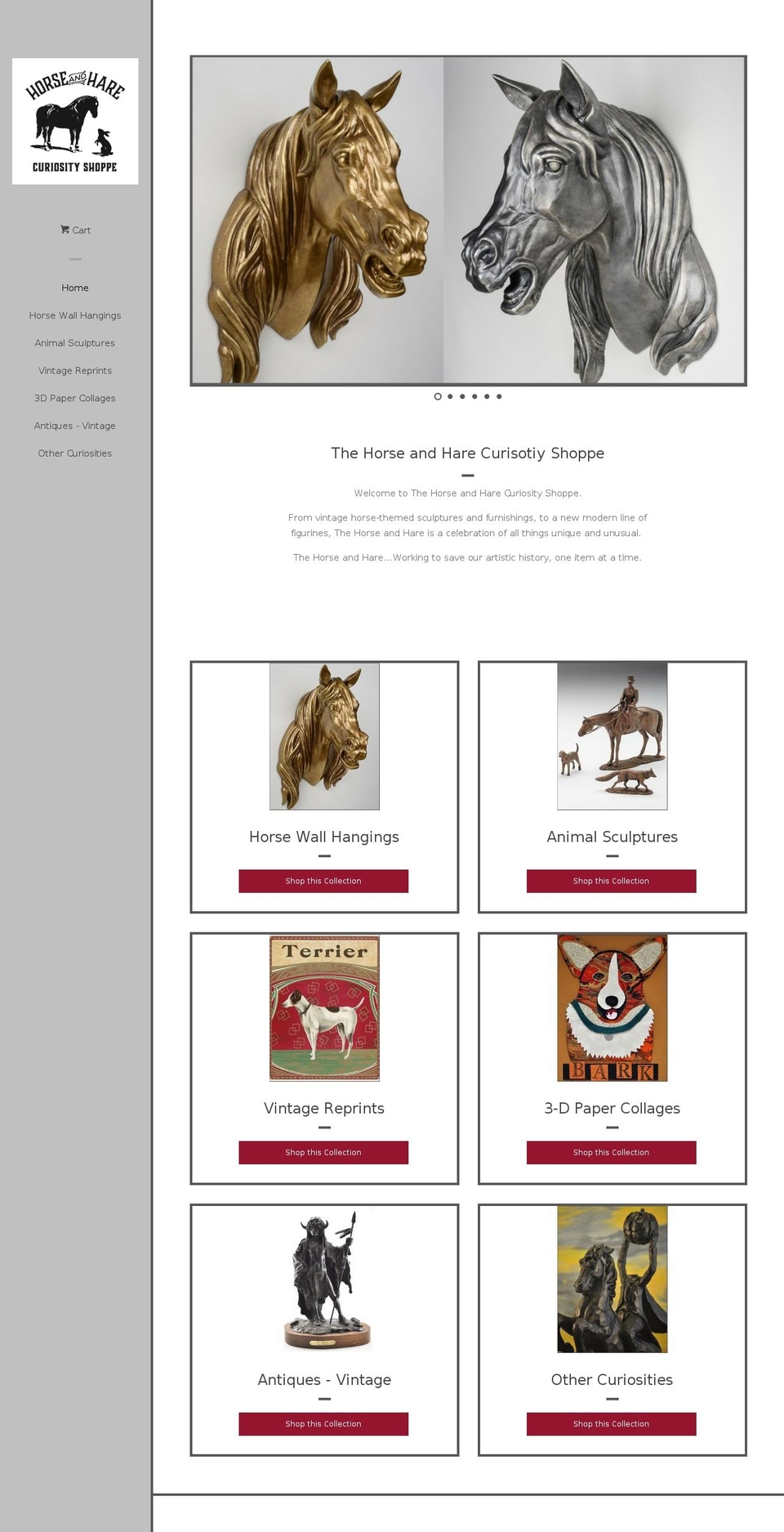 thehorseandhare.com shopify website screenshot