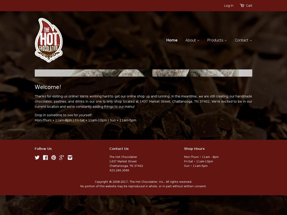 thehotchocolatier.com shopify website screenshot