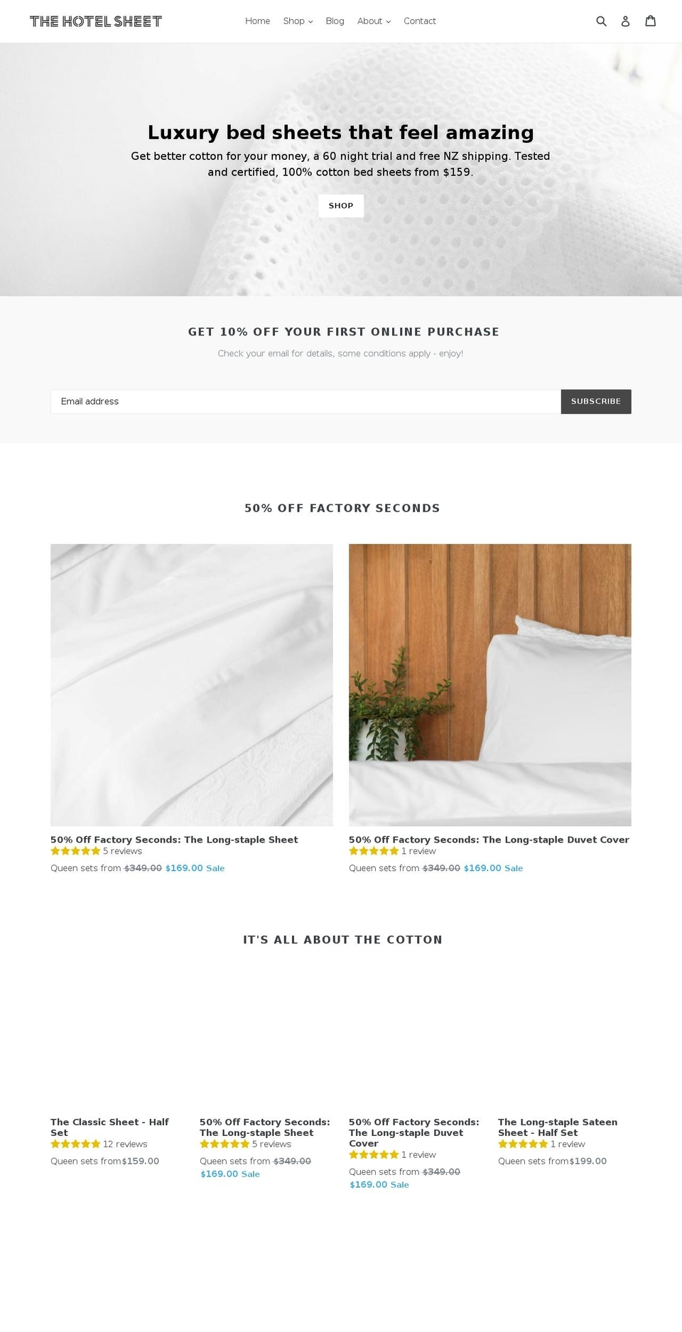 The Hotel Sheet v1.1 Shopify theme site example thehotelsheet.co.nz