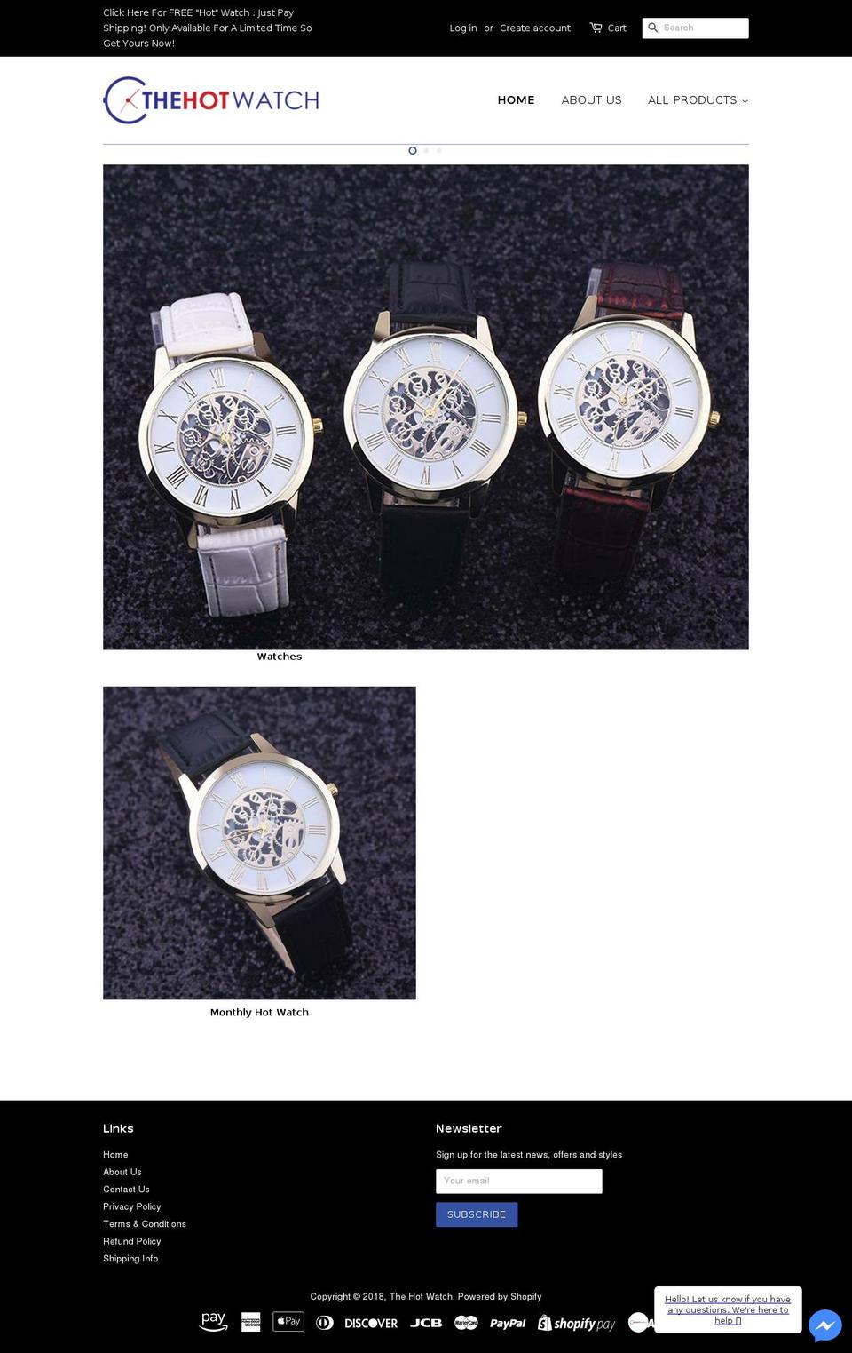 thehotwatch.com — Shopify storefront screenshot