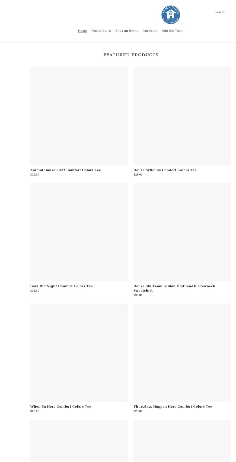 thehouseintigerland.com shopify website screenshot
