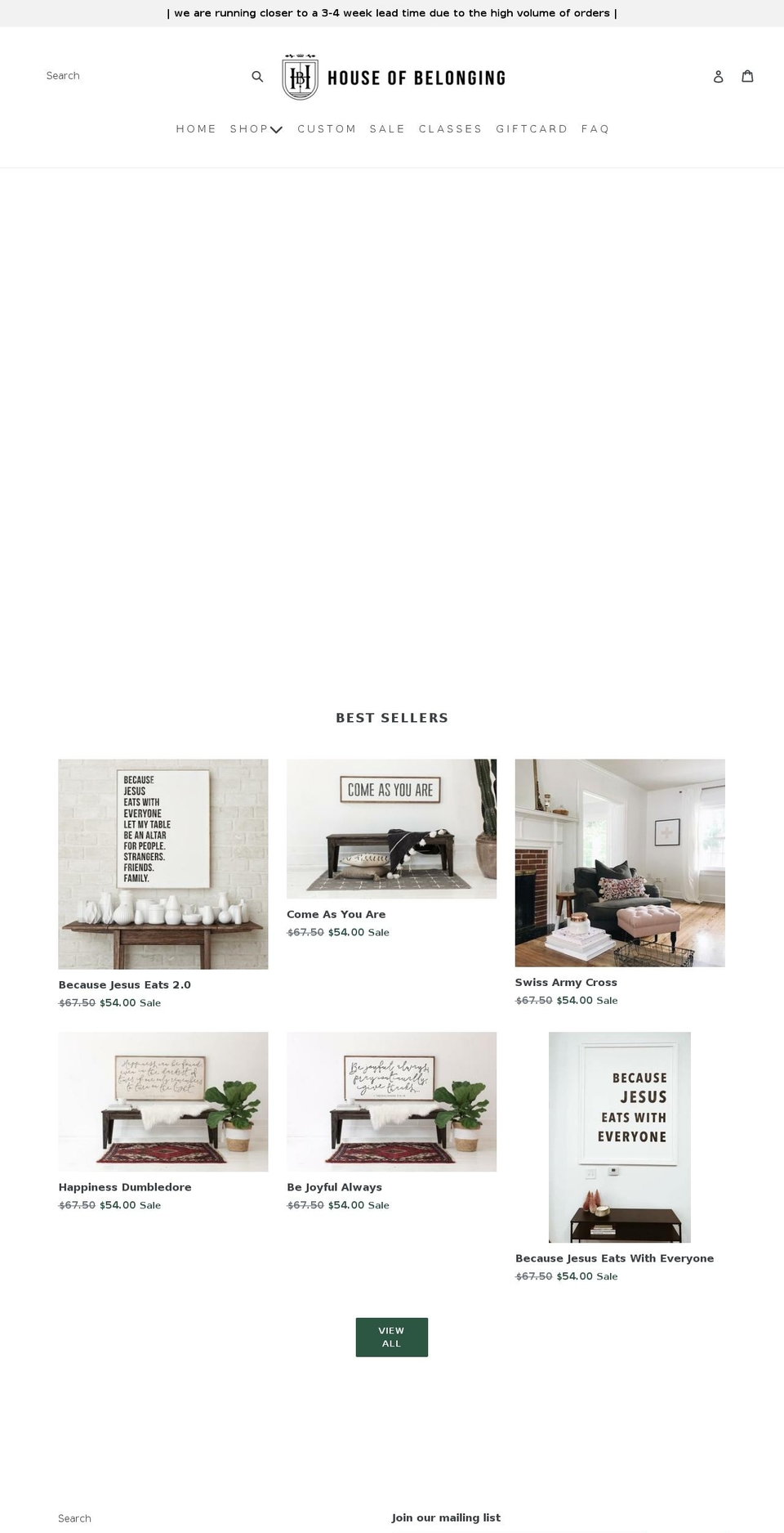 thehouseofbelonging.com — Shopify storefront screenshot