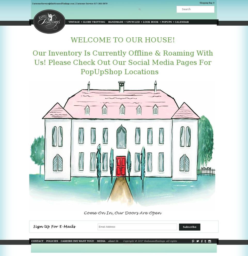 thehouseoffindings.com shopify website screenshot