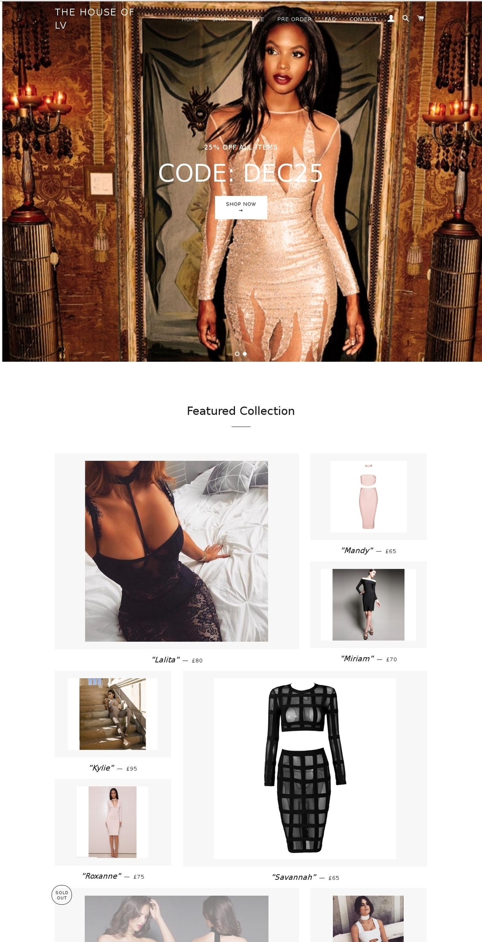 thehouseoflv.com — Shopify storefront screenshot