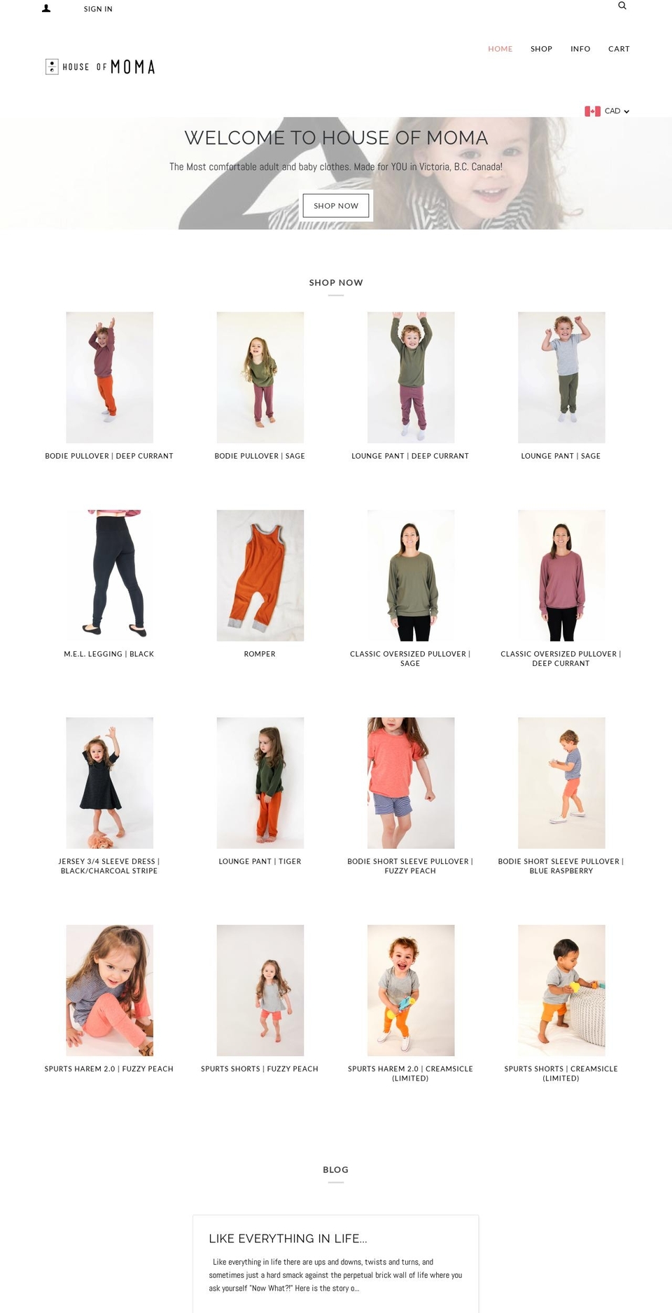 thehouseofmoma.com shopify website screenshot