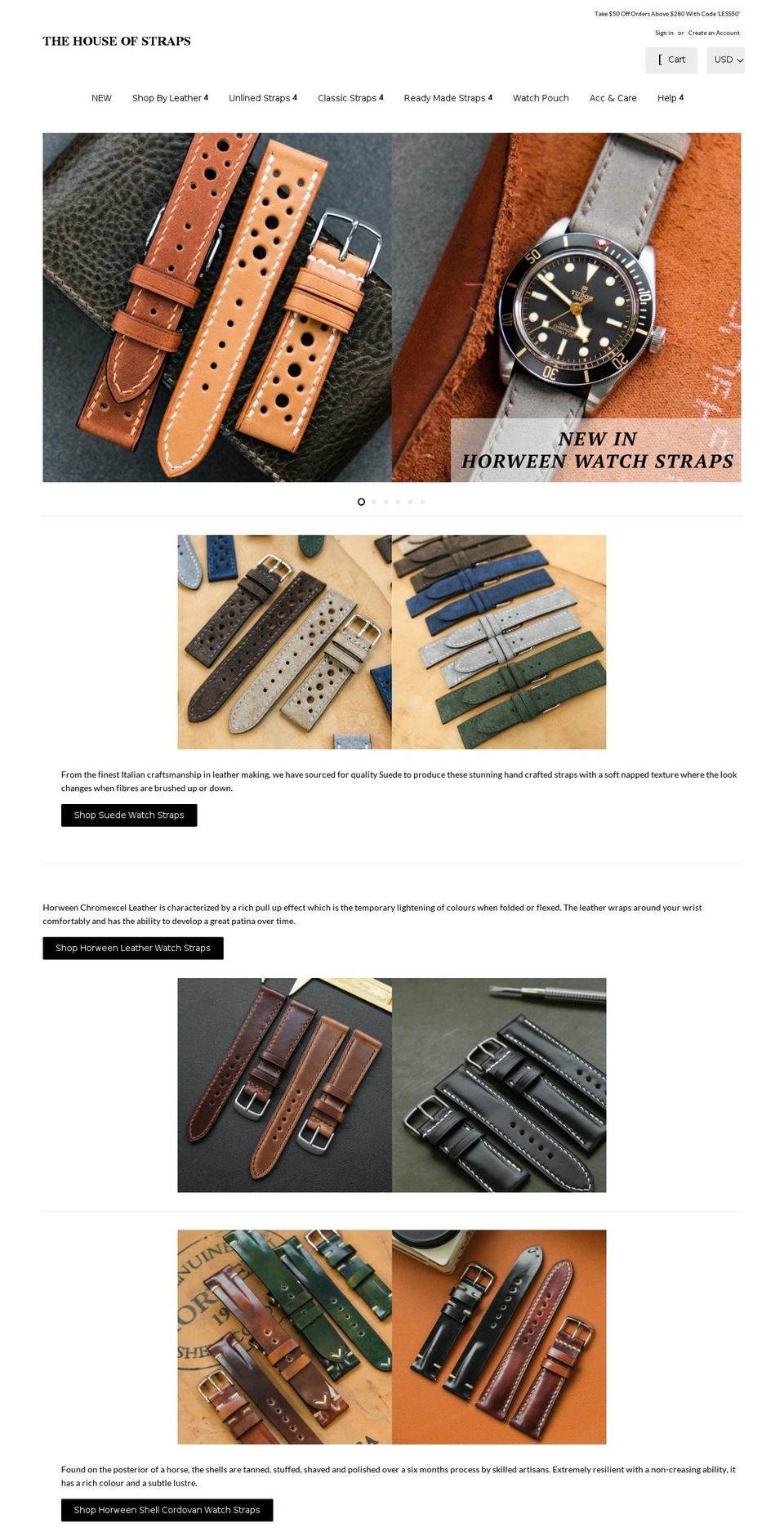 thehouseofstraps.com — Shopify storefront screenshot