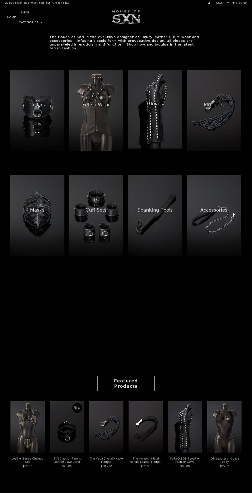 thehouseofsxn.com — Shopify storefront screenshot
