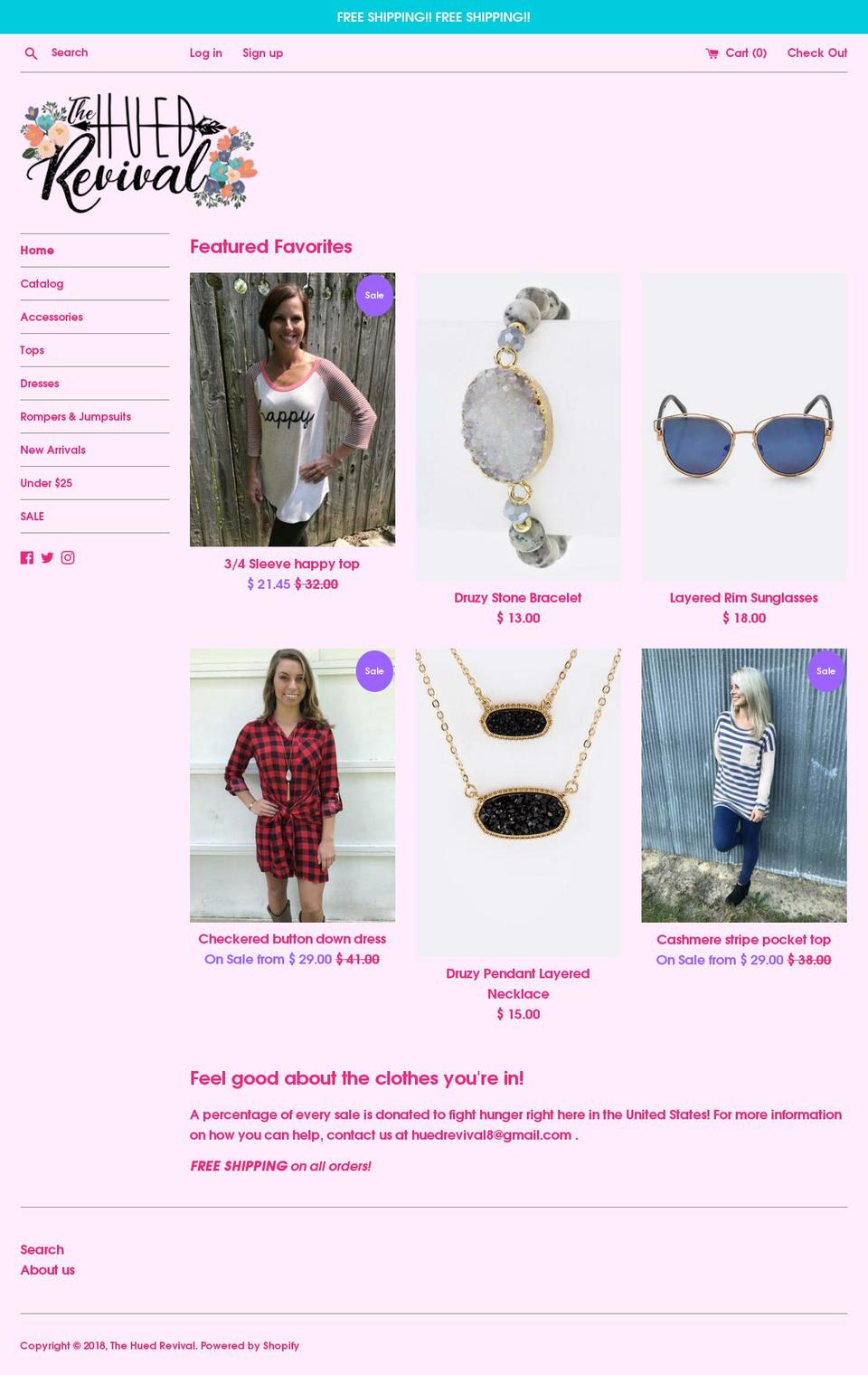 thehuedrevival.com — Shopify storefront screenshot