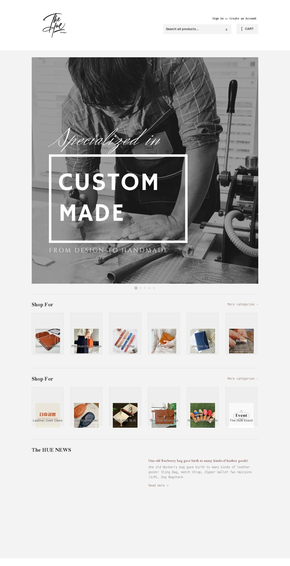 thehueshop.net shopify website screenshot