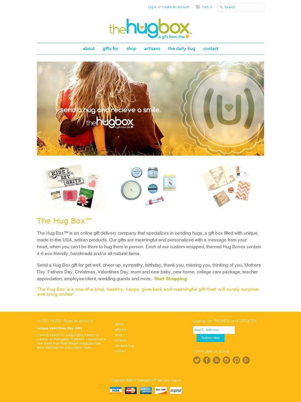 thehugbox.com shopify website screenshot