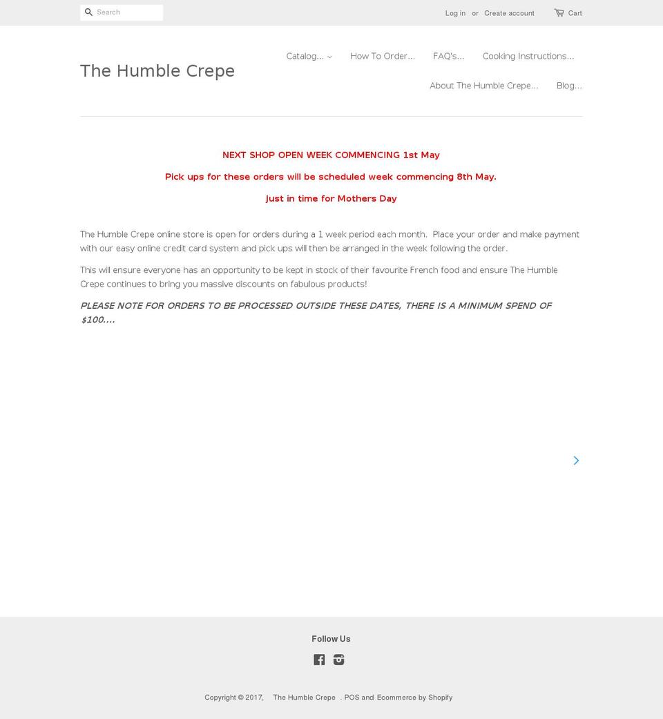 thehumblecrepe.com shopify website screenshot