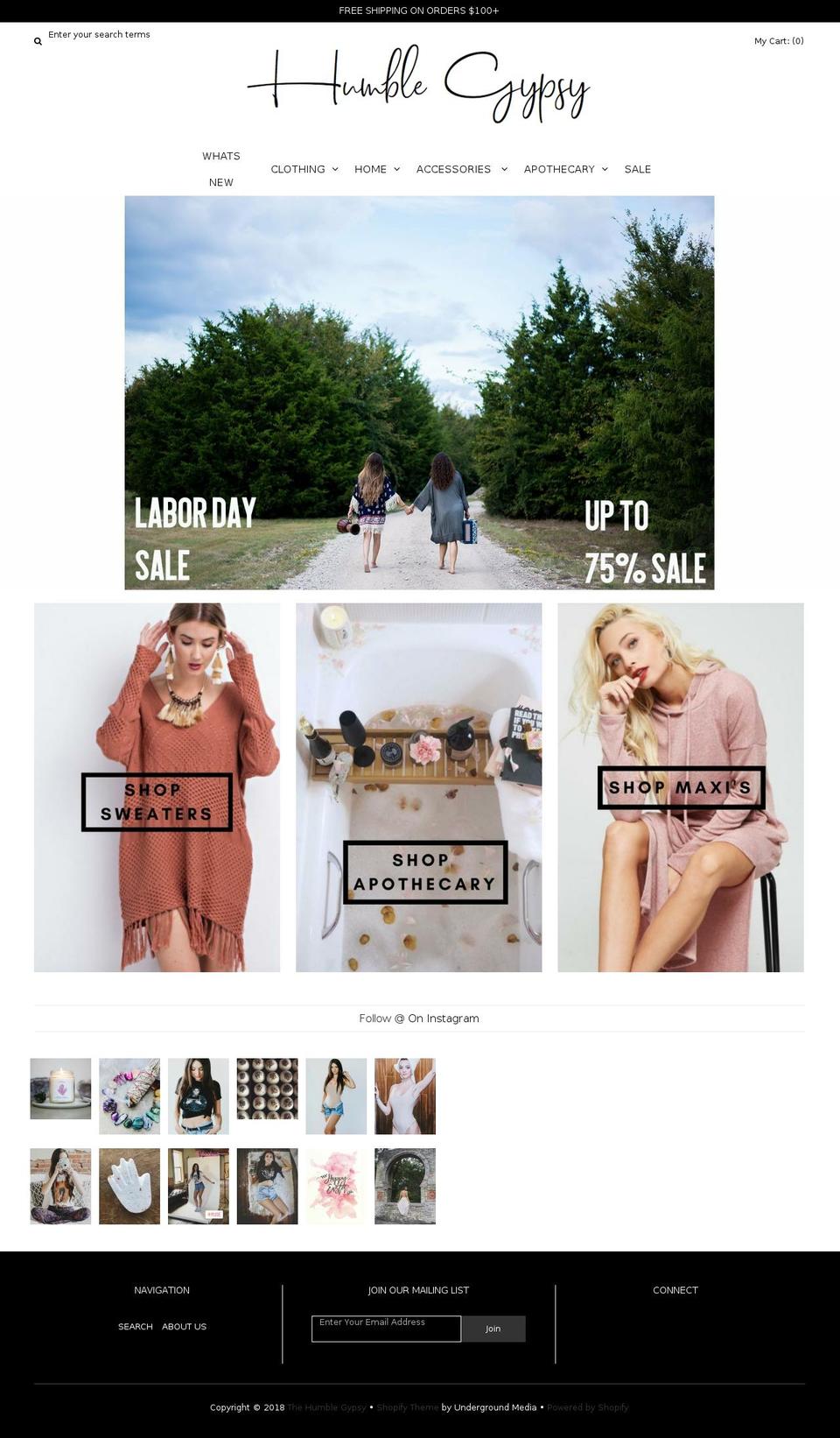 thehumblegypsy.com — Shopify storefront screenshot