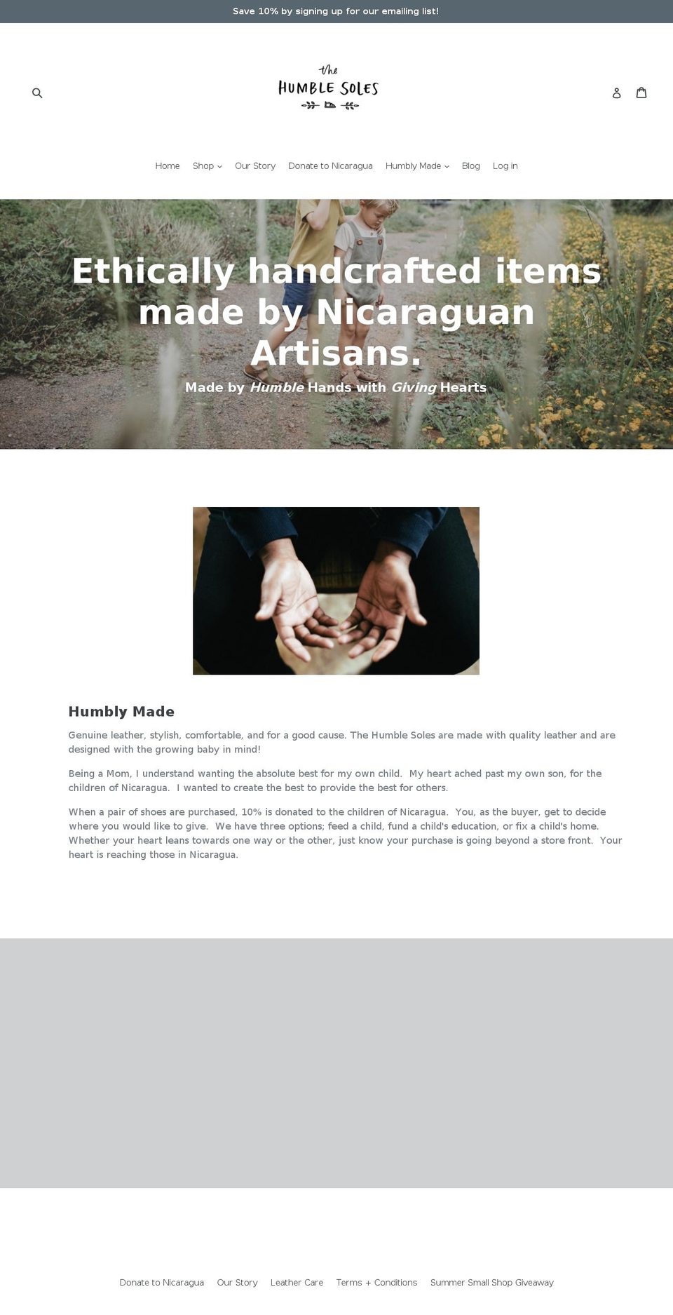 thehumblesoles.com shopify website screenshot