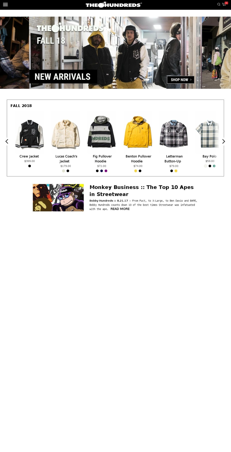 thehundreds.su shopify website screenshot