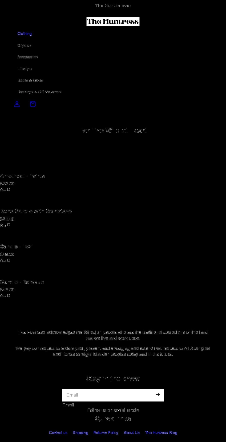 thehuntress.com.au shopify website screenshot