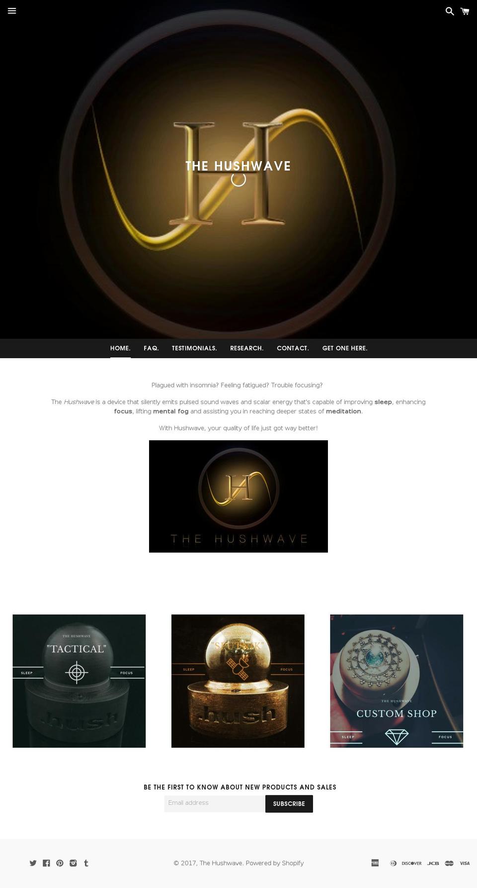 thehushwave.com shopify website screenshot