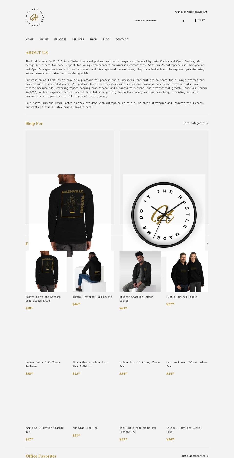 thehustlemademedoit.com shopify website screenshot