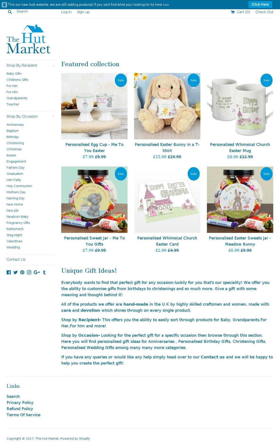 thehutmarket.com shopify website screenshot