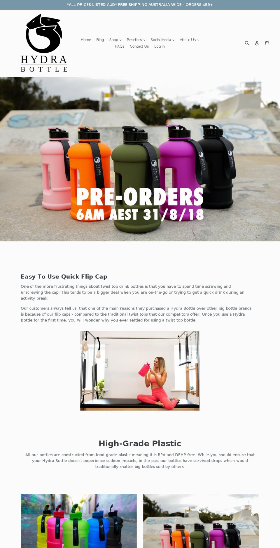 thehydrabottle.com — Shopify storefront screenshot