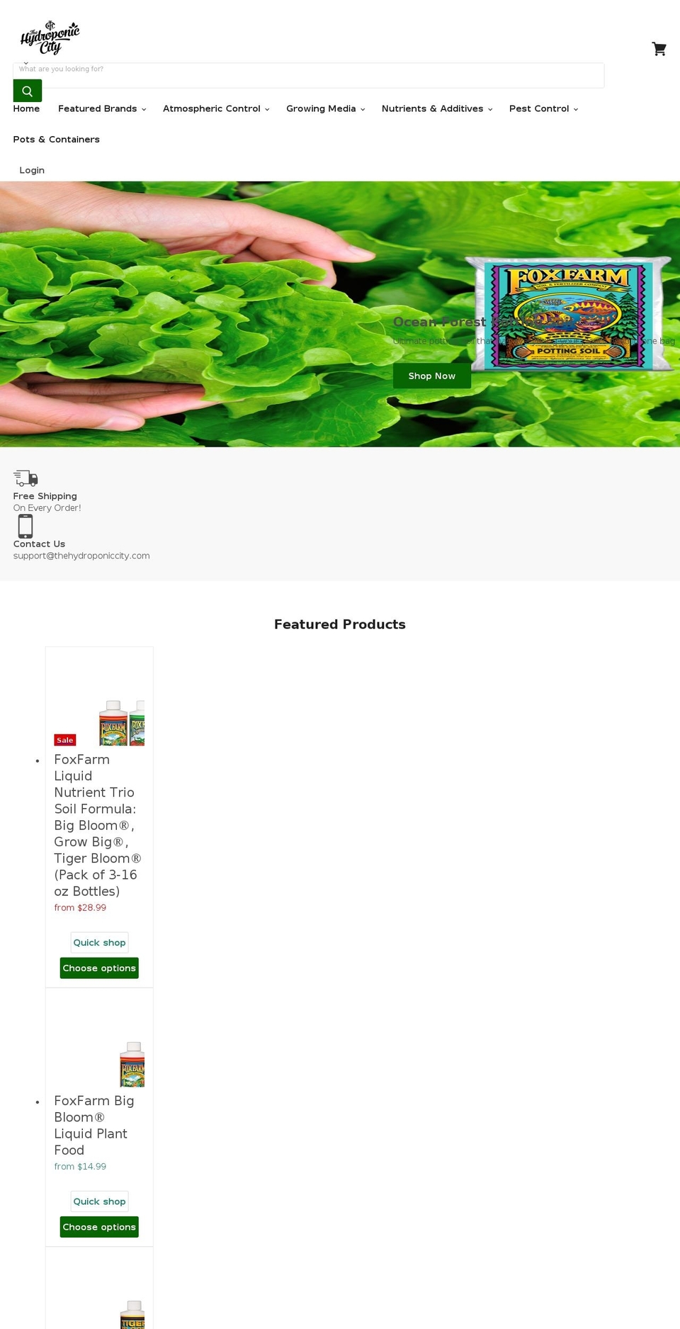 thehydroponiccity.com shopify website screenshot