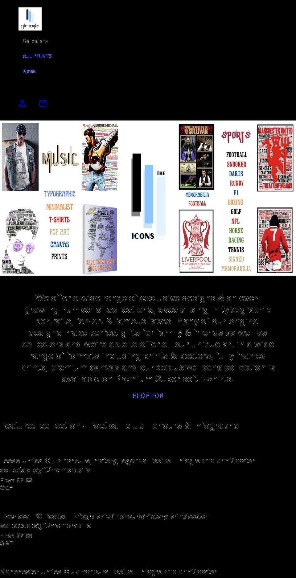 theiconscollection.com shopify website screenshot