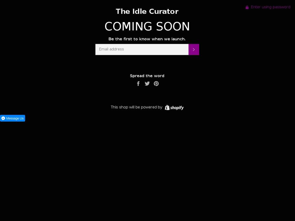 theidlecurator.com — Shopify storefront screenshot