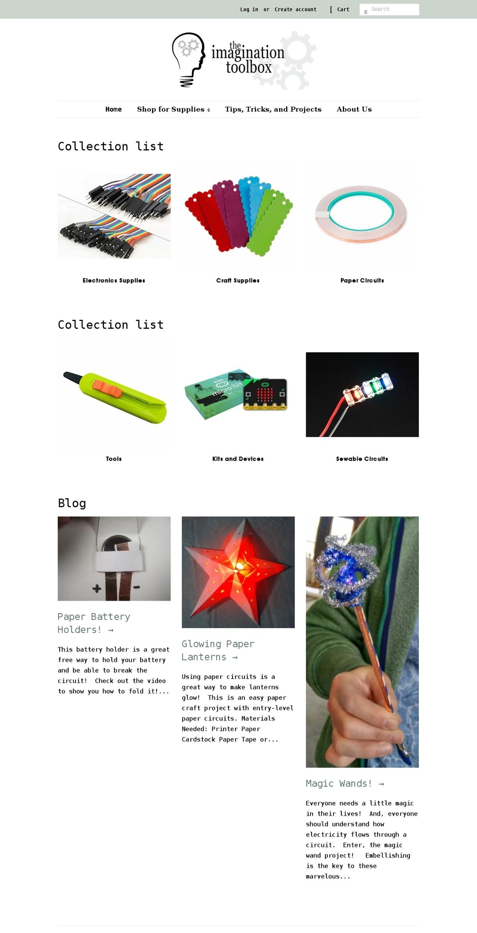 theimaginationtoolbox.com shopify website screenshot