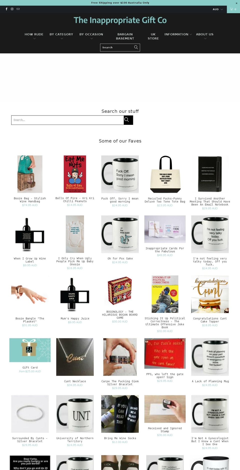 theinappropriategiftco.com shopify website screenshot